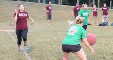 team playing kickball